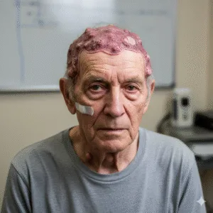 extensive scalp lymphoma in an elderly male