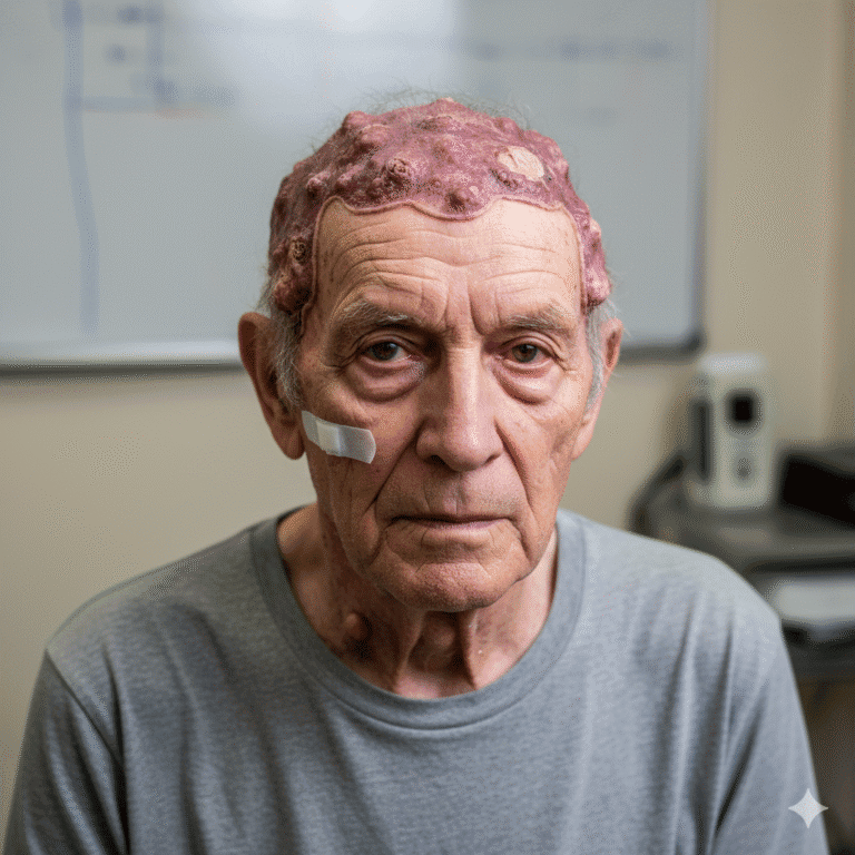 extensive scalp lymphoma in an elderly male