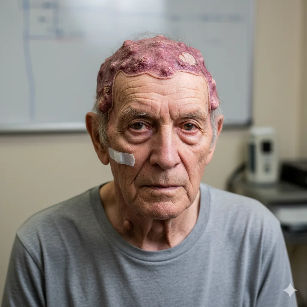 extensive scalp lymphoma in an elderly male